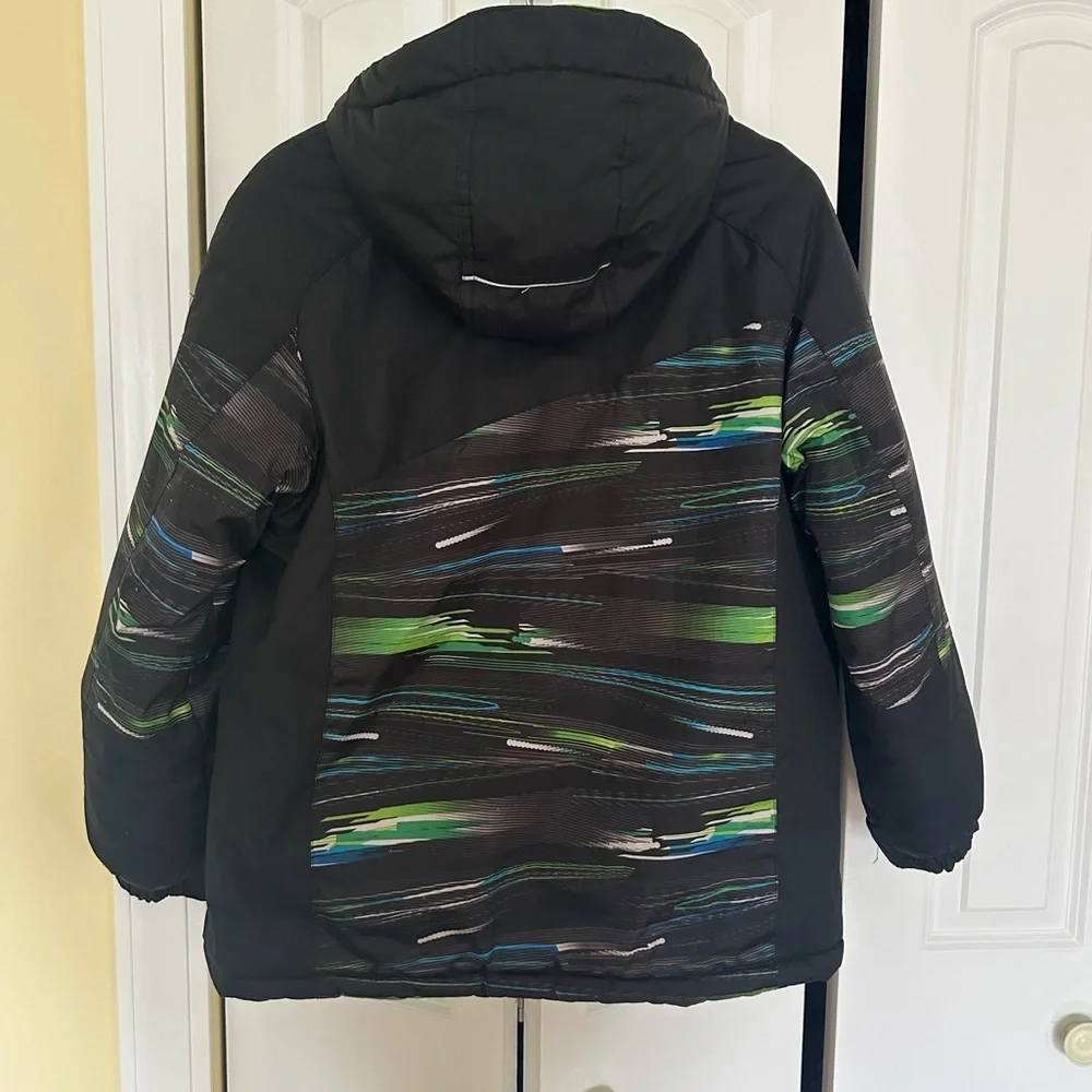 Youth ZeroXposur Winter Jacket Black Green Large 14/16 Zip Up Hood Pockets Lined